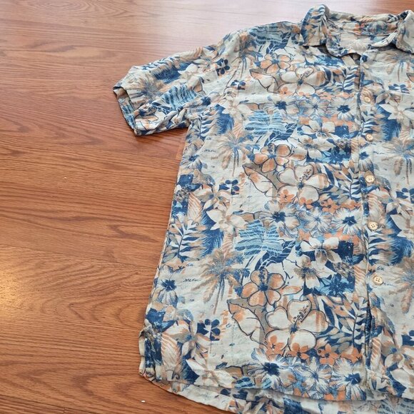 Jimmy Buffett MARGARITAVILLE Hawaiian Shirt Men's Large Floral Surf Silk Linen - Picture 3 of 12
